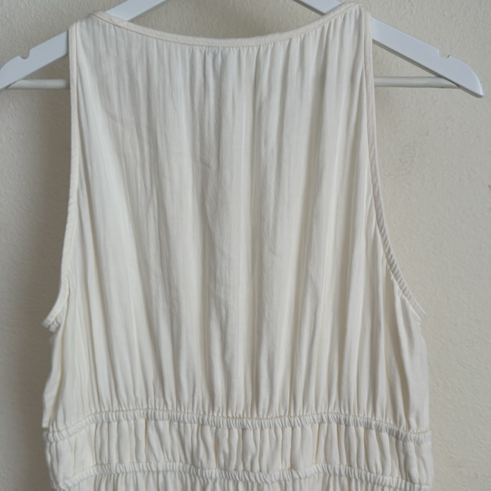 Old Navy fit & Flare Crinkle Gauze Cream Sleeveless V-Neck Maxi Sundress M Tall - Picture 6 of 7